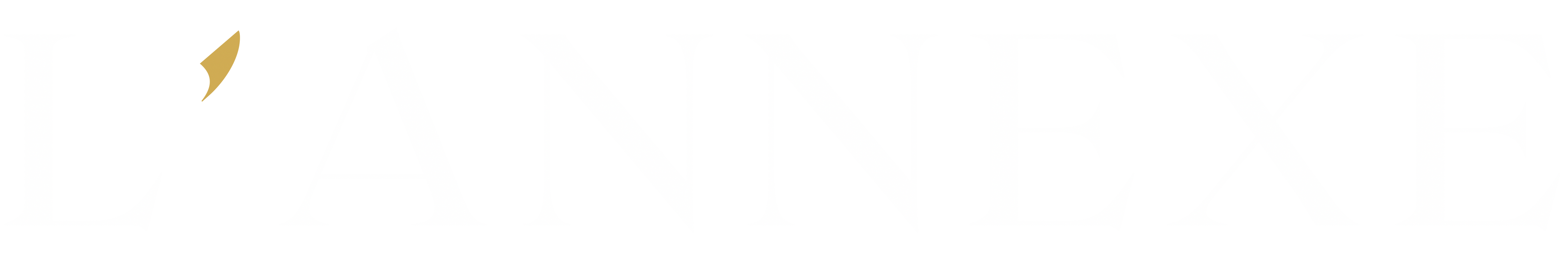 Logo L’Annexe – lettres blanches avec apostrophe dorée
